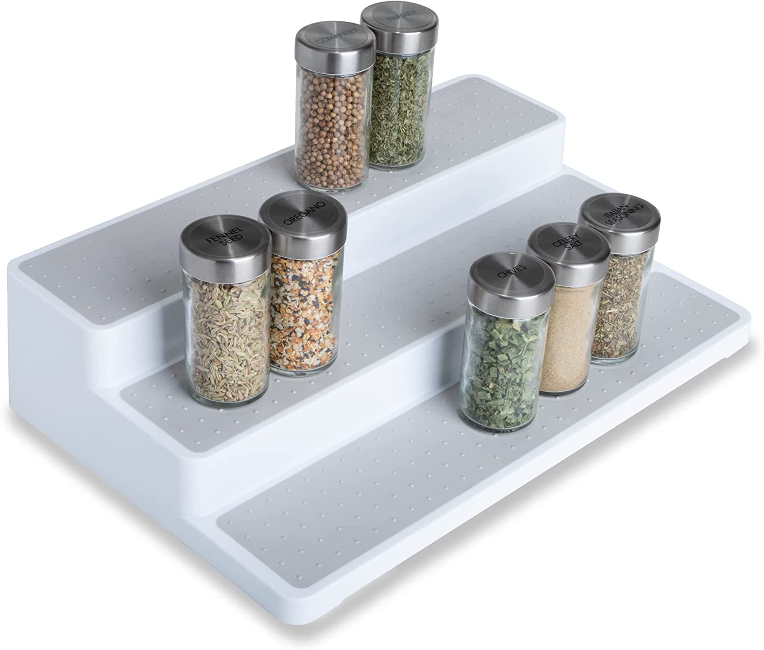 Smart Design 3-Tier Spice Rack - Set of 6 - Steel Metal Wire - Cupboard,  Jars, Cans, Seasonings Holder, Cabinet Shelf Organizer, Countertop Pantry