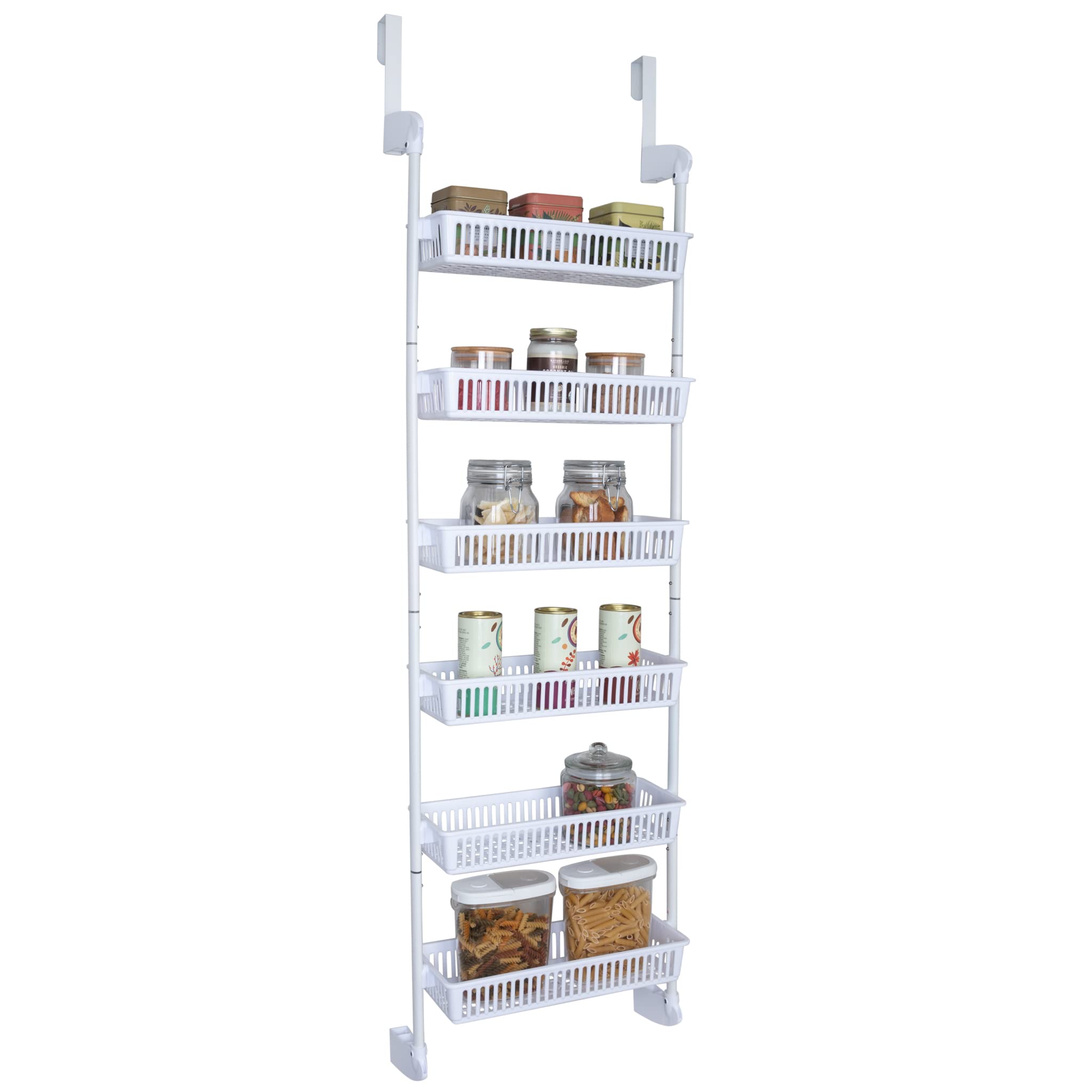 TIMEBAL Organizador de despensa de 8 niveles sobre la puerta y estante de  almacenamiento con 8 cestas completas, colgante de metal y estante de