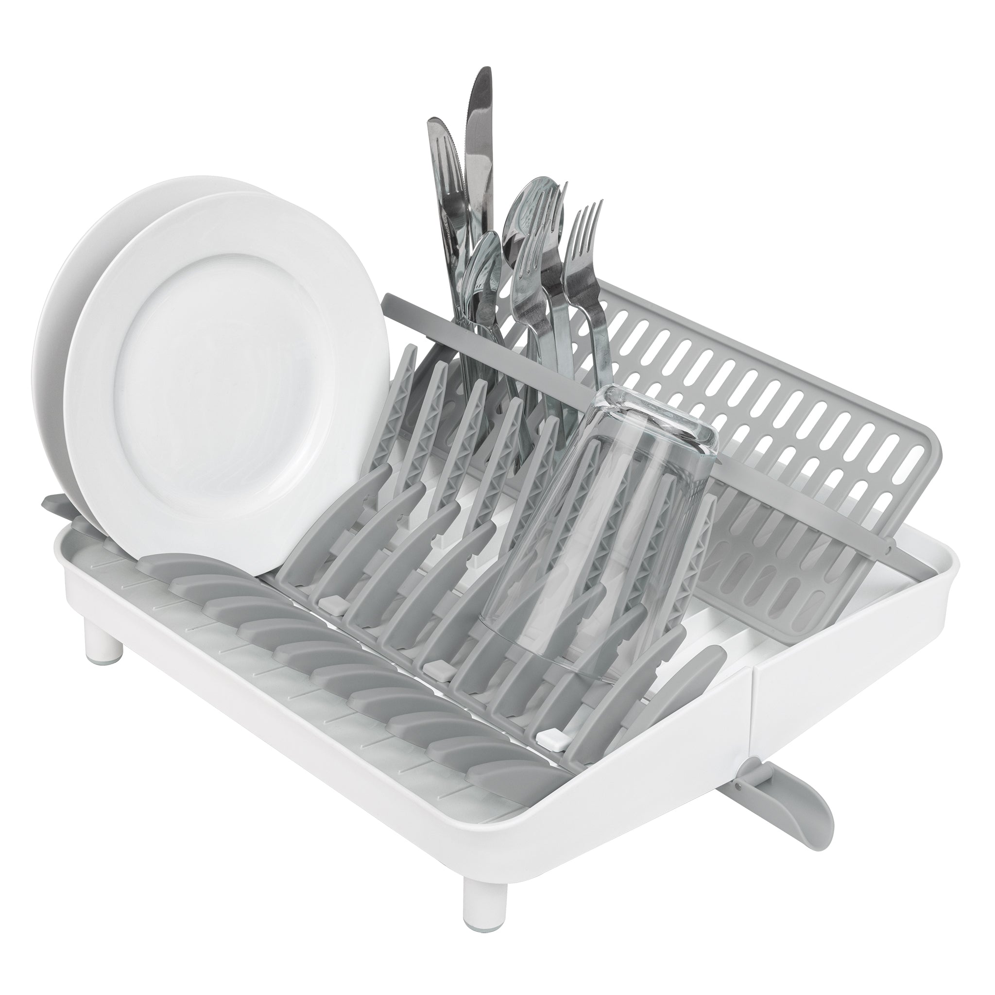 Collapsible Dish Drainer Drainer Rack With Cutlery Divider Dinnerware  Organizer Plastic Sink Drying Rack for Compact Storage