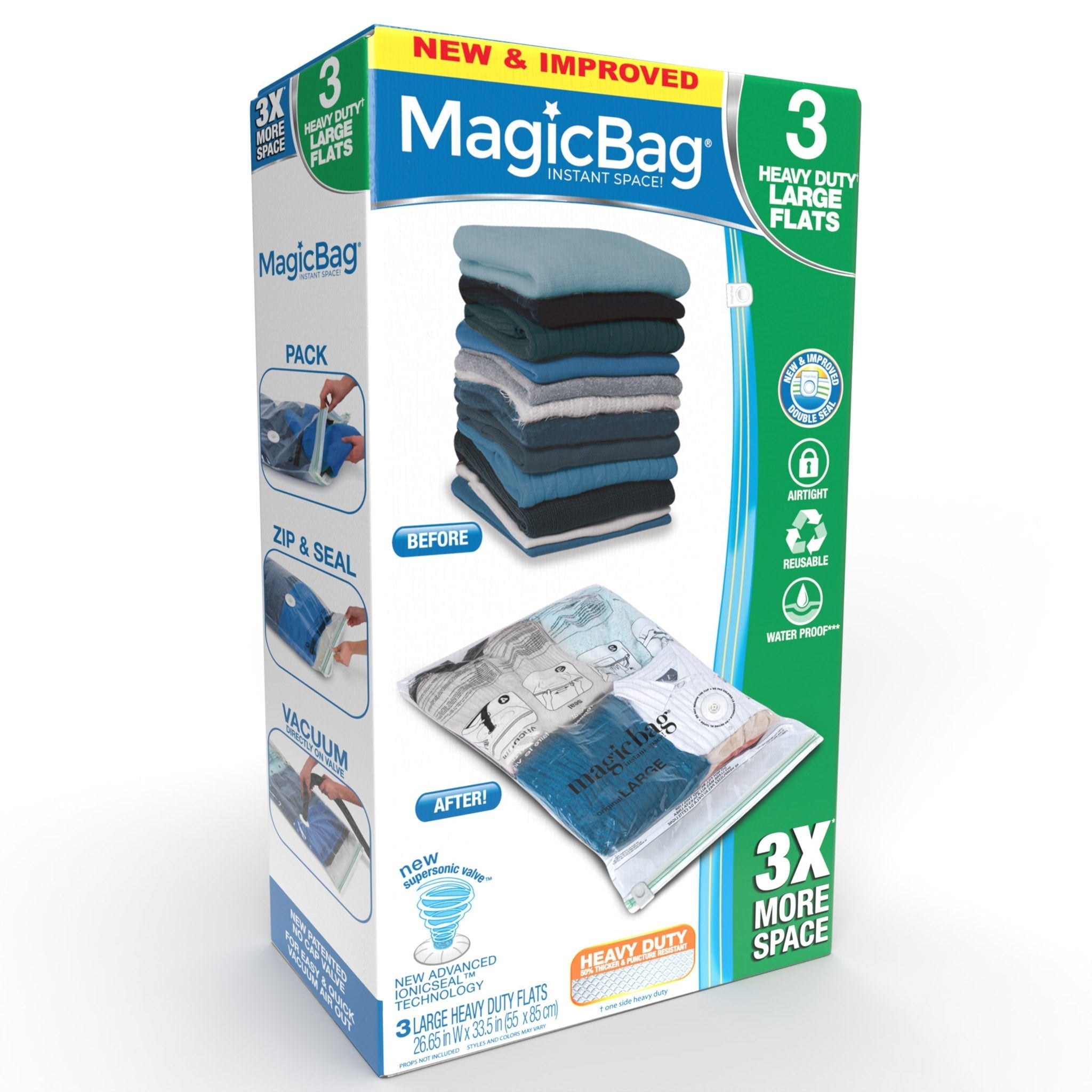 MagicBag Instant Space Saver Storage - Flat, Large - Heavy Duty