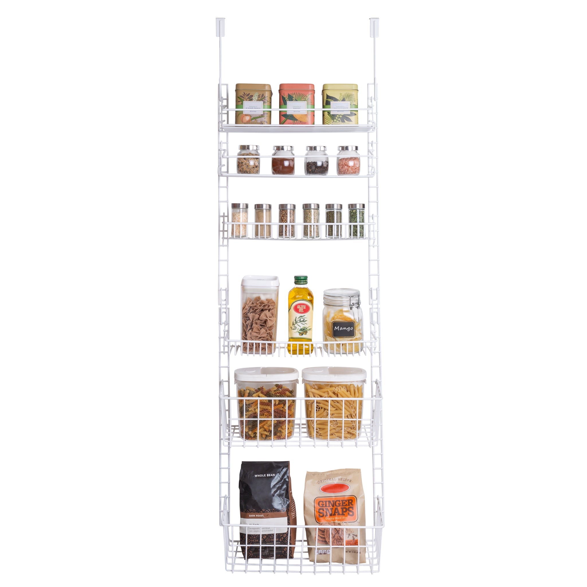 Countertop Organizer, Cupboard Stand Spice Rack, 13 Cabinet Pantry Shelf,  Organization and Storage For Kitchen Bathroom, Metal Plate Milky White