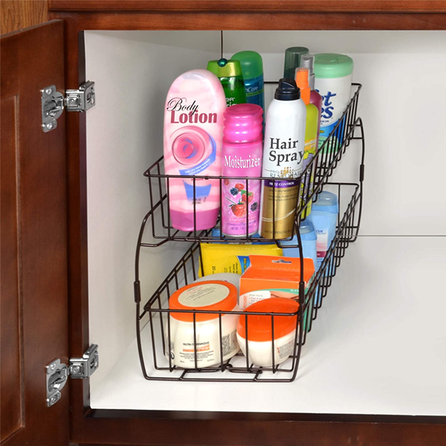 Under Sink Cabinet Organizer 2-Tiers Stackable Storage Shelf with Sliding  Baskets Drawers for Kitchen Bathroom Kitchen Storage
