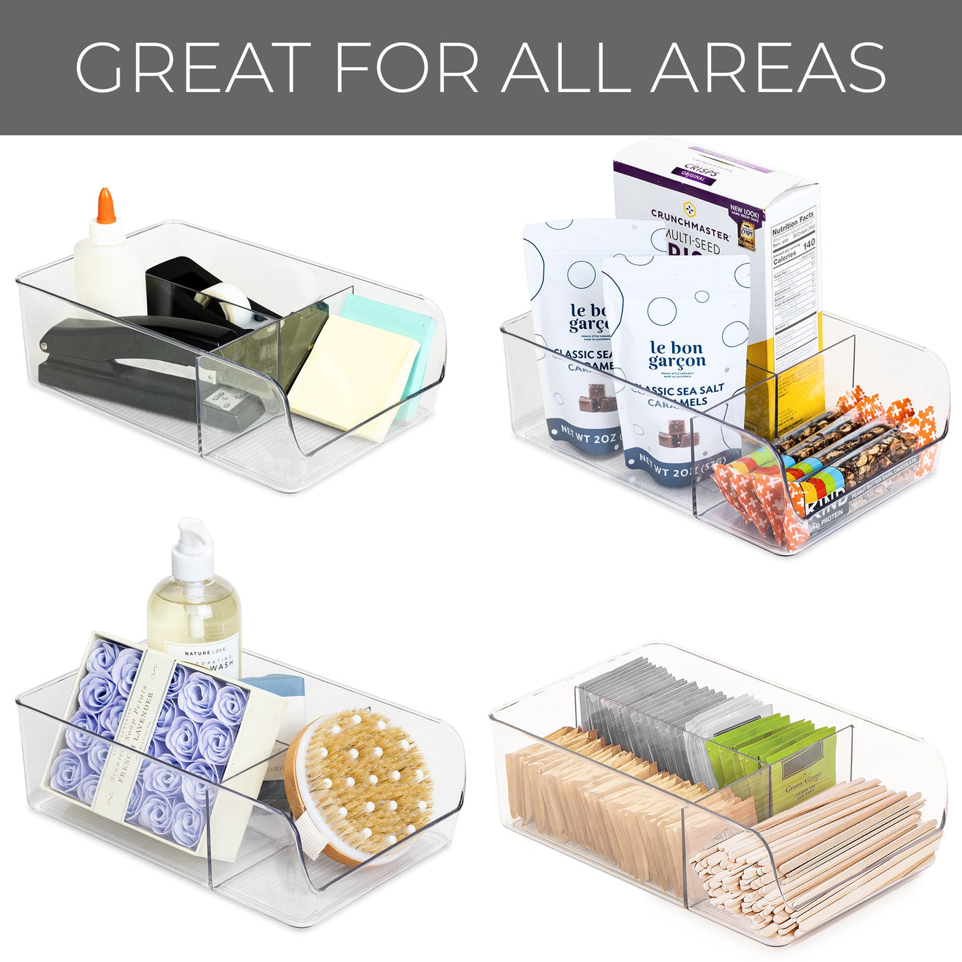 3-Compartment Clear Bin Organizer - Clear - Smart Design® 5