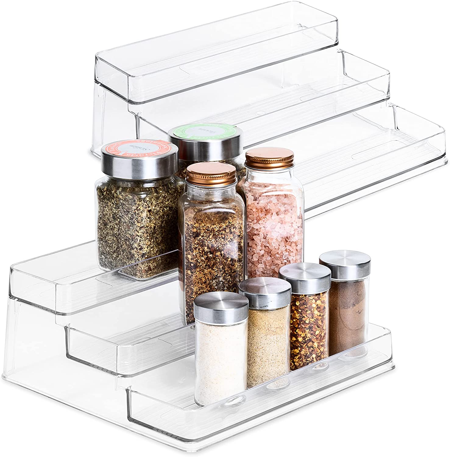 SIMPLEMADE Clear Spice Rack - 2 Pack Three-Tiered Shelf, Countertop, and  Cabinet Storage and Spice Organizer for Kitchen, Bathroom, Bedroom, and