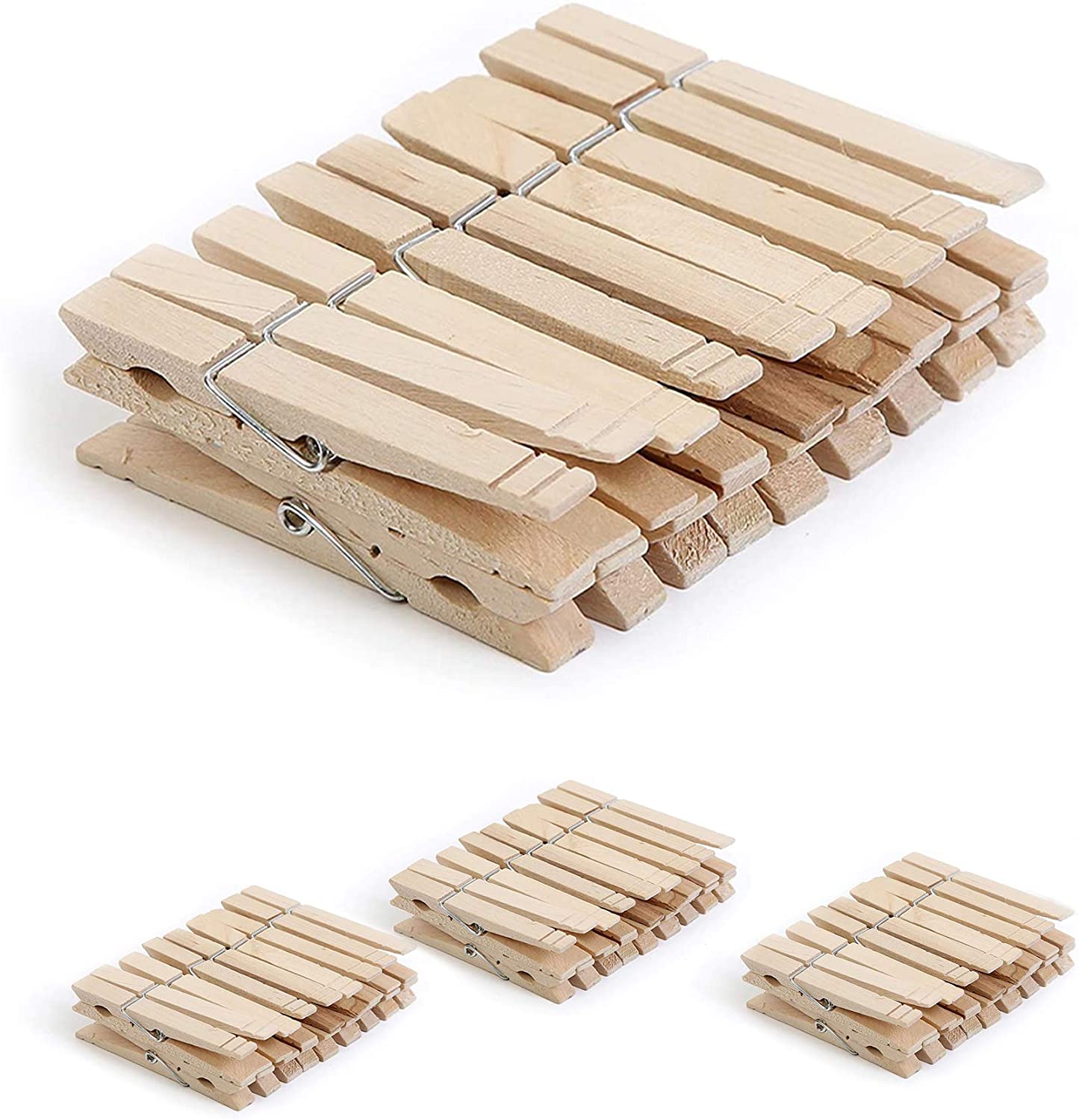 Wooden Spring Clothespins, Set of 100