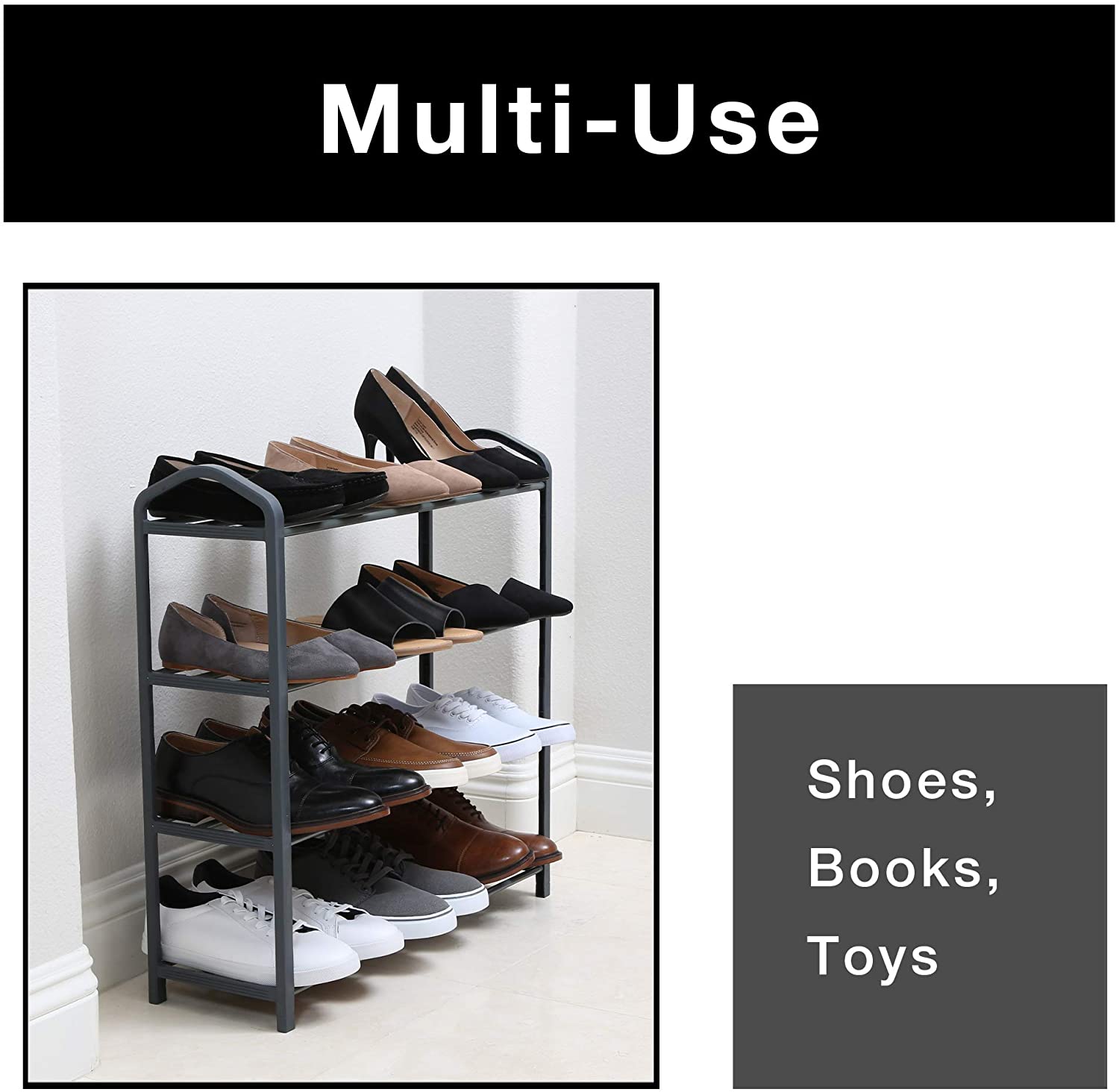 Dropship 8-Tier 4-Row Shoe Rack Metal Shoe Storage Shelf Free