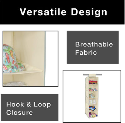 6-Shelf Hanging Closet Organizer with Velcro Hook and Loop - Smart Design® 15