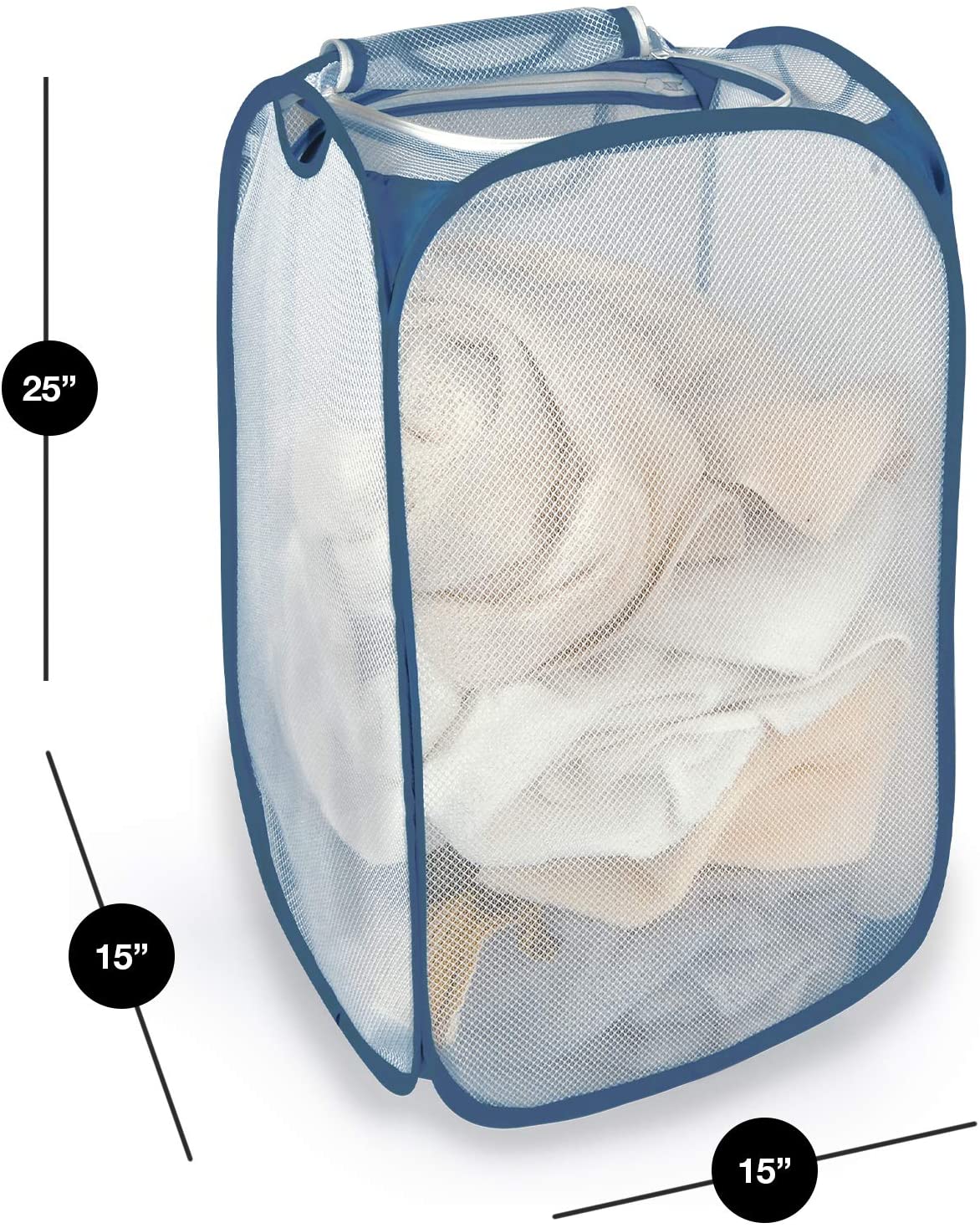 Mainstays Pop-Up Mesh Laundry Basket, White