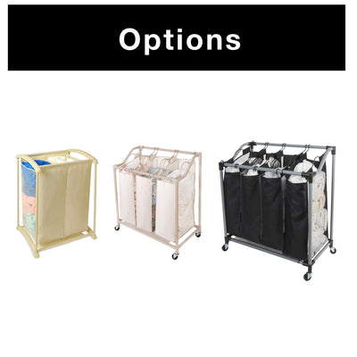 Deluxe Rolling Triple-Compartment Laundry Sorter Hamper with Wheels - 30 x 32 Inch - Beige - Smart Design® 6