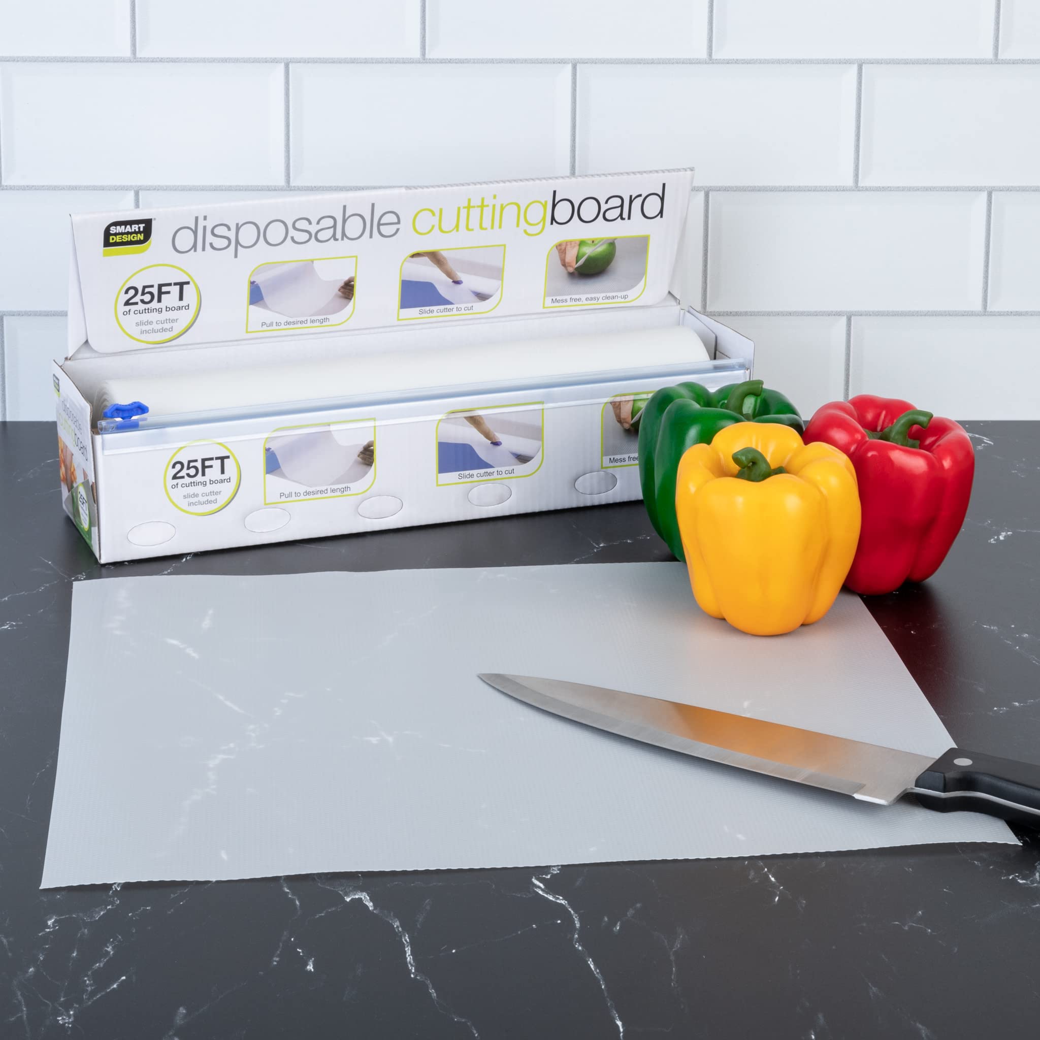 Disposable Plastic Cutting Board, Easy To Use Flexible Cutting Board  Sheets with Built In Sliding Cutter