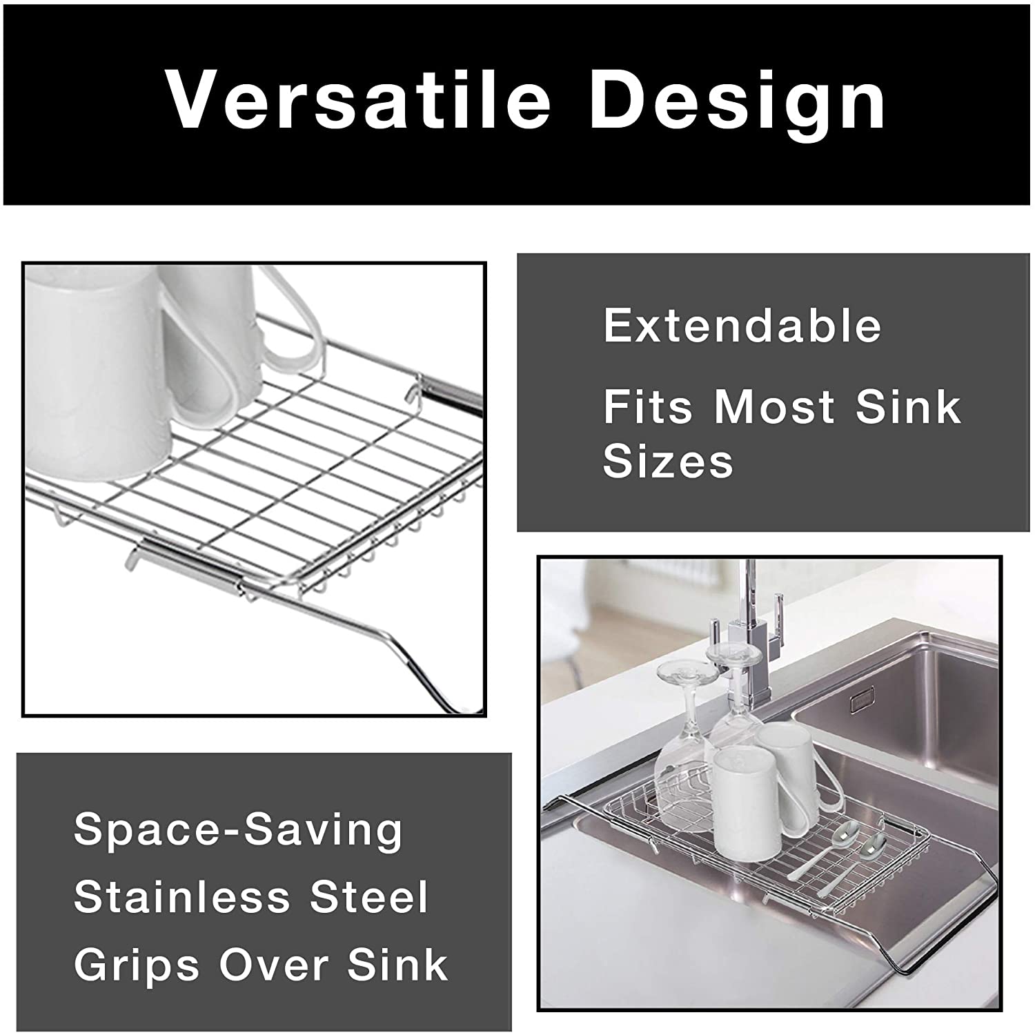  Smart Design Expandable Dish Drainer Drying Rack with
