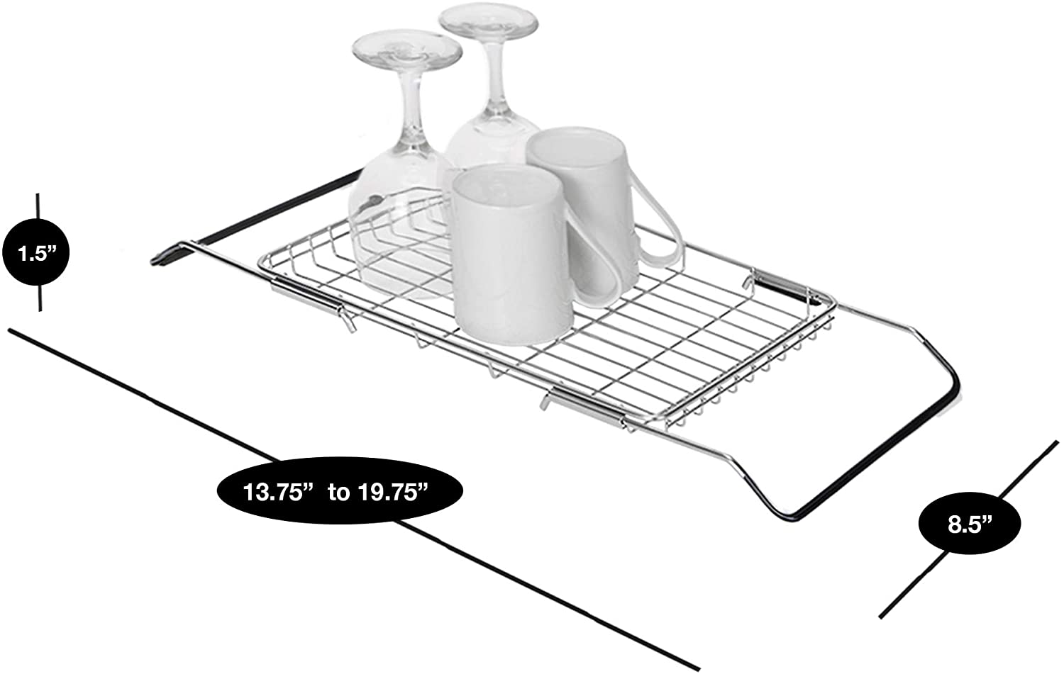 Expandable Stainless Steel Dish Rack Drainer Adjustable