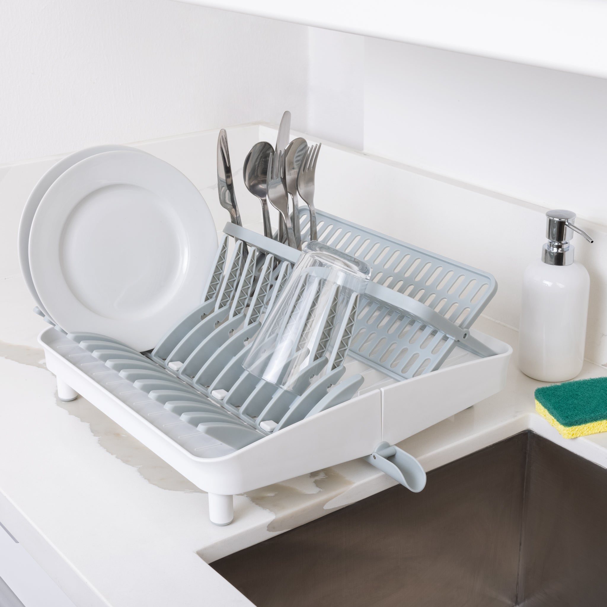 Foldable Aluminum Dish Drainer Roll Up Dish Drying Rack Shelf