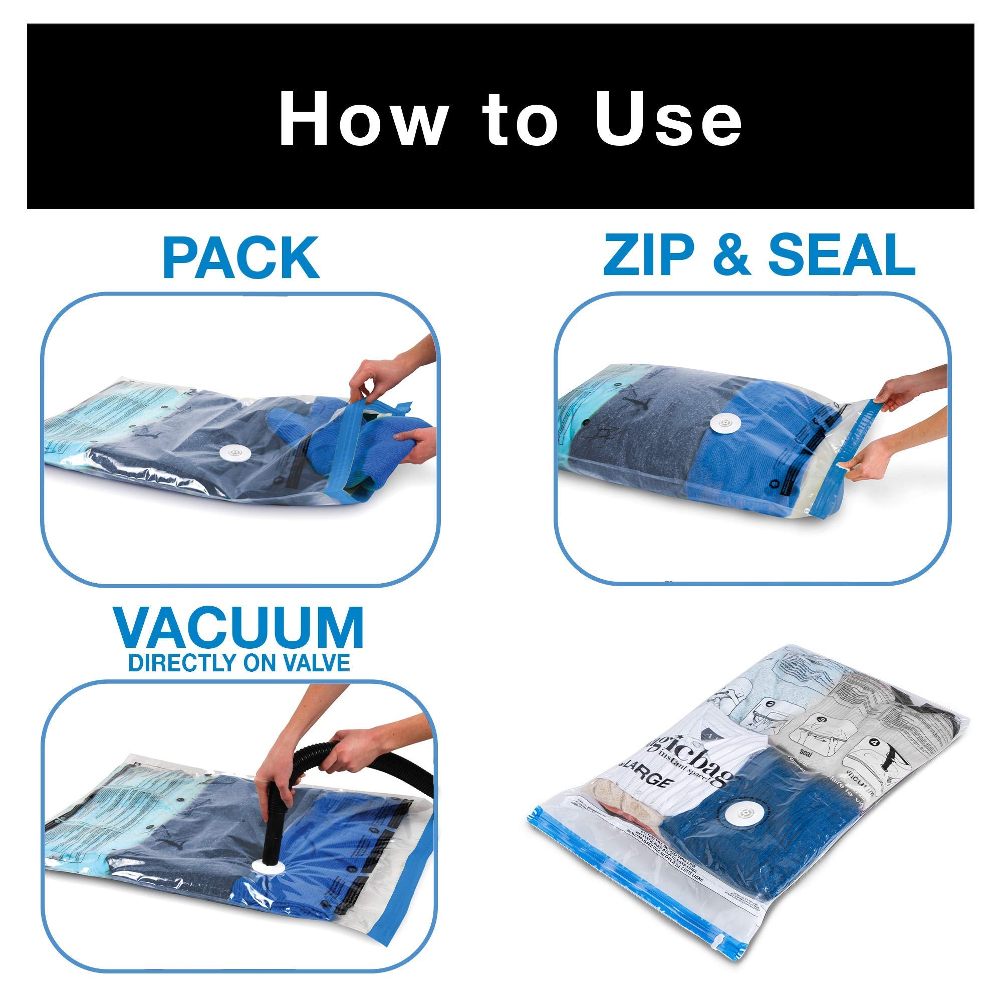 12 Pack Vacuum Storage Bags, Space Saver Bags (3 Jumbo/3 Large/3