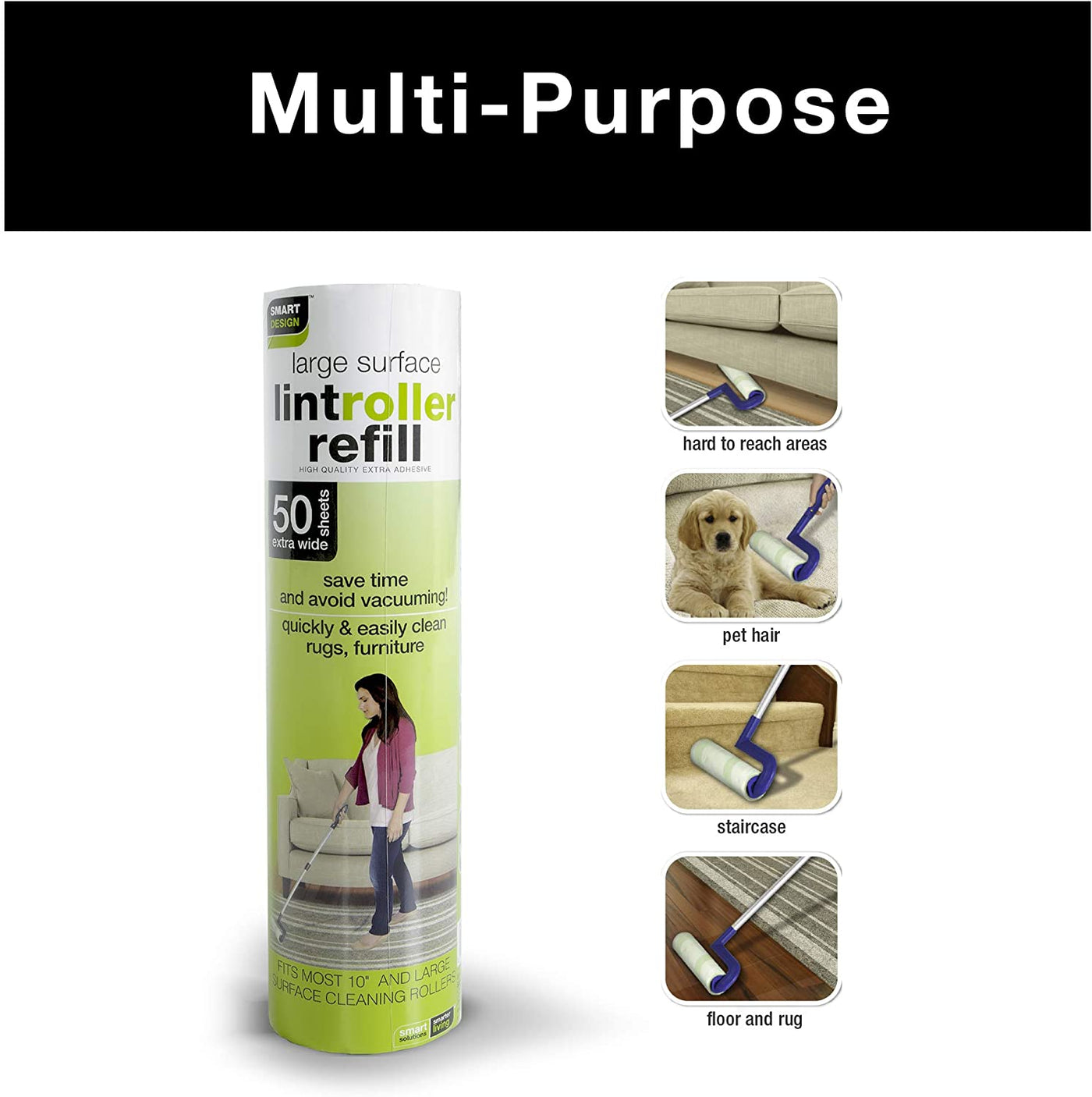 Mega Floor Lint Roller Refill - 50 Sheets - Smart Design® 6