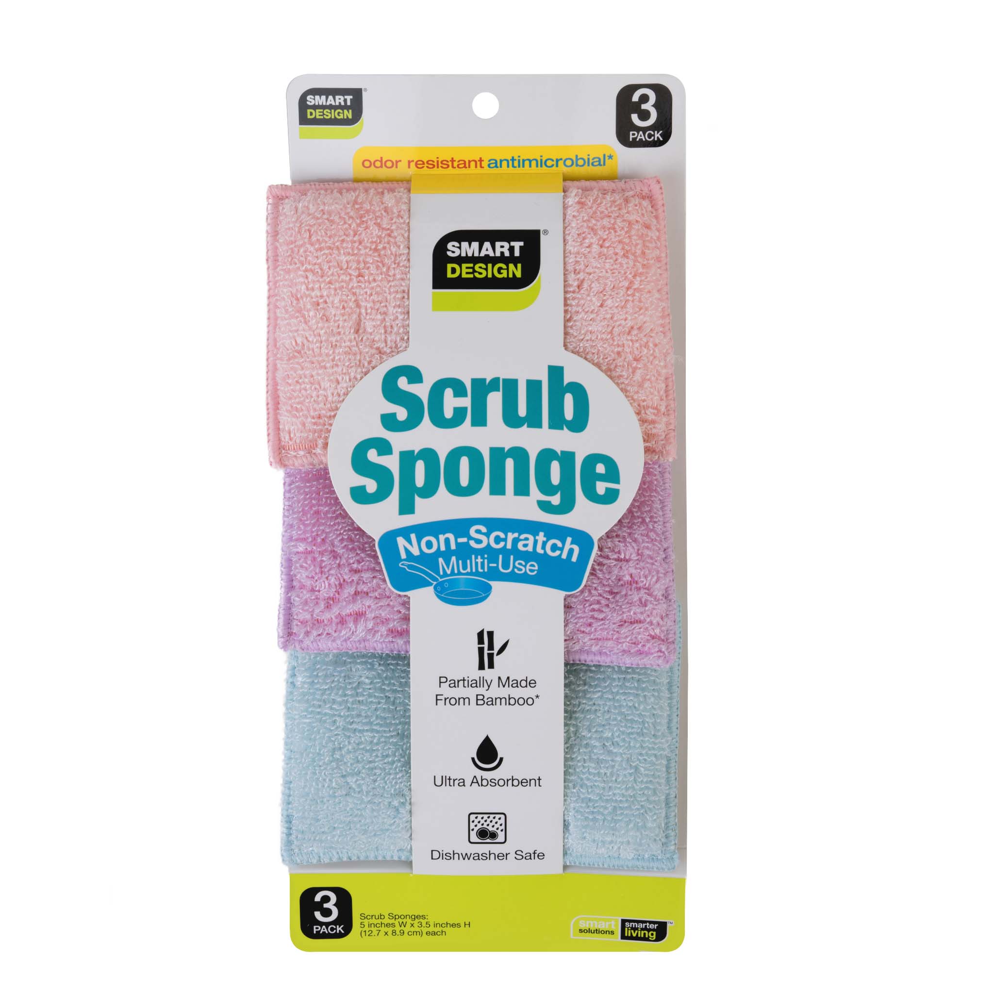 Heavy Duty Scrub Sponge with Odorless Bamboo and Rayon Fiber