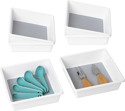 Plastic Drawer Organizer - BPA Free - 6.75 x 6.75 Inch - White - Smart Design® 2