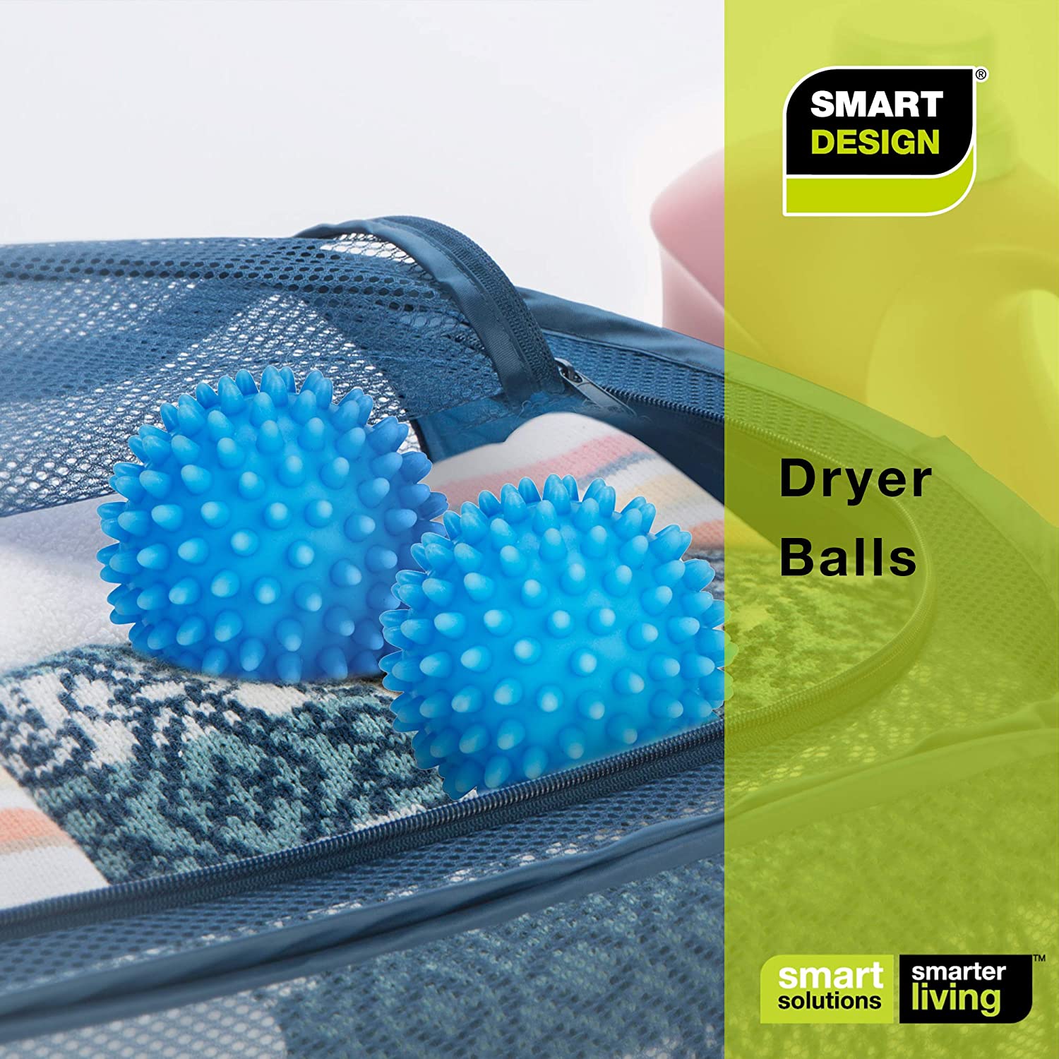 Diseño inteligente  Bolas de lana para secadora, suavizante de telas  ecológico natural, elimina las arrugas y reduce la estática (paquete de 6)  – Smart Design®