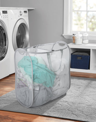 Slim Pop-Up Laundry Hamper with Center Divider & Portable Handles - Smart Design® 4