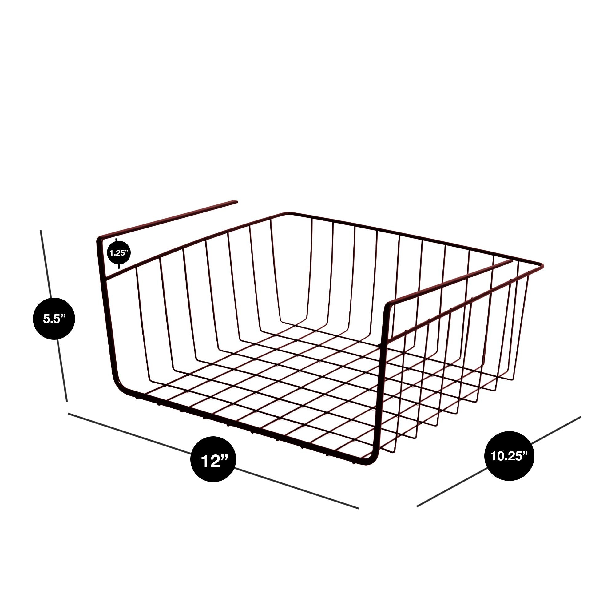 Smart Design White Wire Undershelf Basket Medium