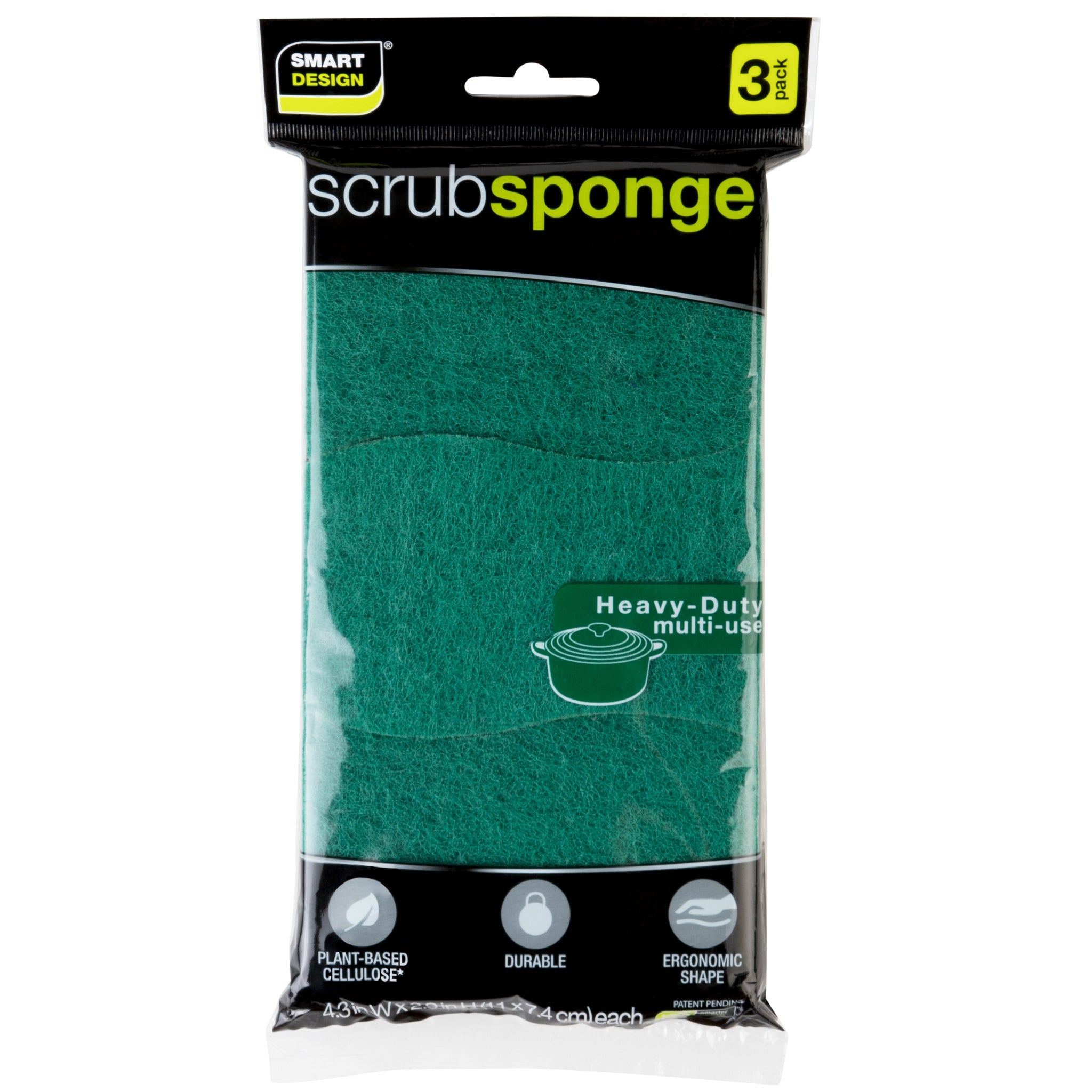 Smart Design Heavy Duty Scrub Sponge with Bamboo Odorless Rayon Fiber - Set of 9 - Ultra Absorbent - Soft and Metallic Scrub - Cleaning, Dishes, and H