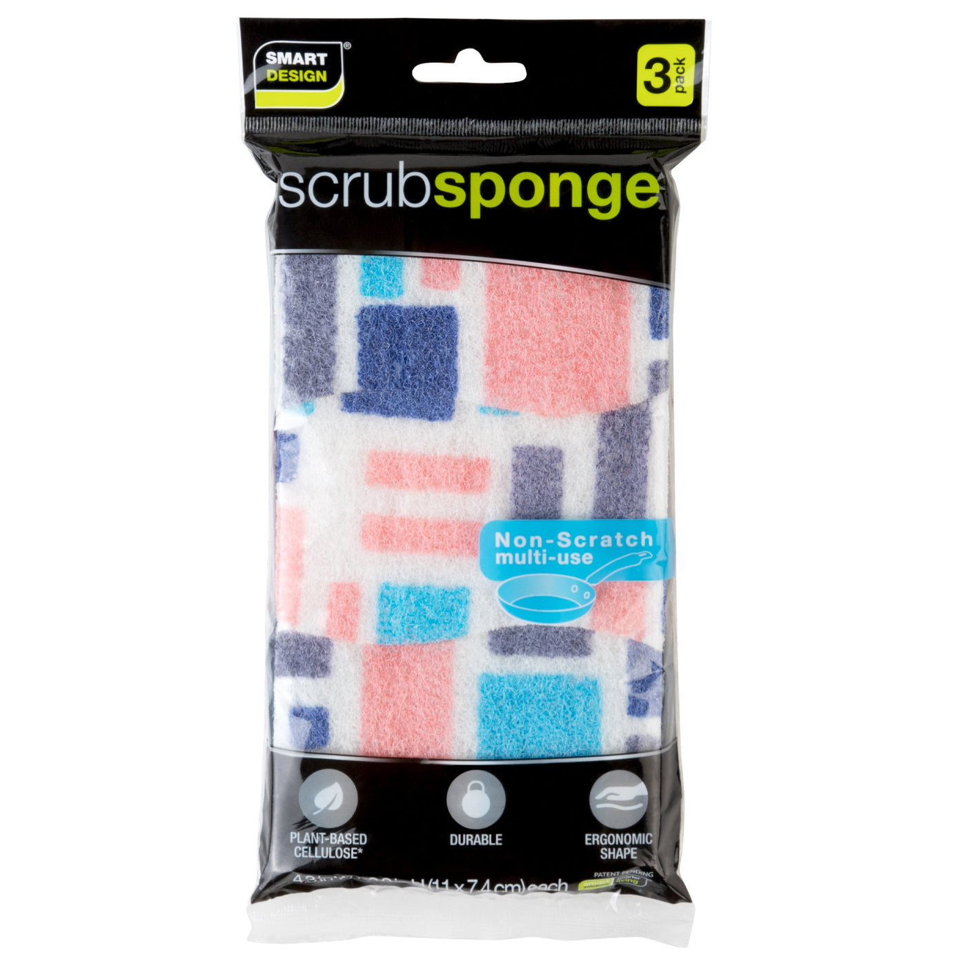 Non-Scratch Cellulose Smart Scrub Sponge Ultra Absorbent Ergonomic Shape Cleaning, Dishes, & Hard Stains - Smart Design 14