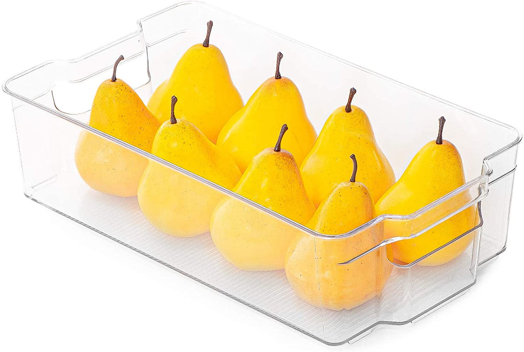 Set of 8 Refrigerator Organizer Bins Clear Stackable Trays for Fridge  Freezer