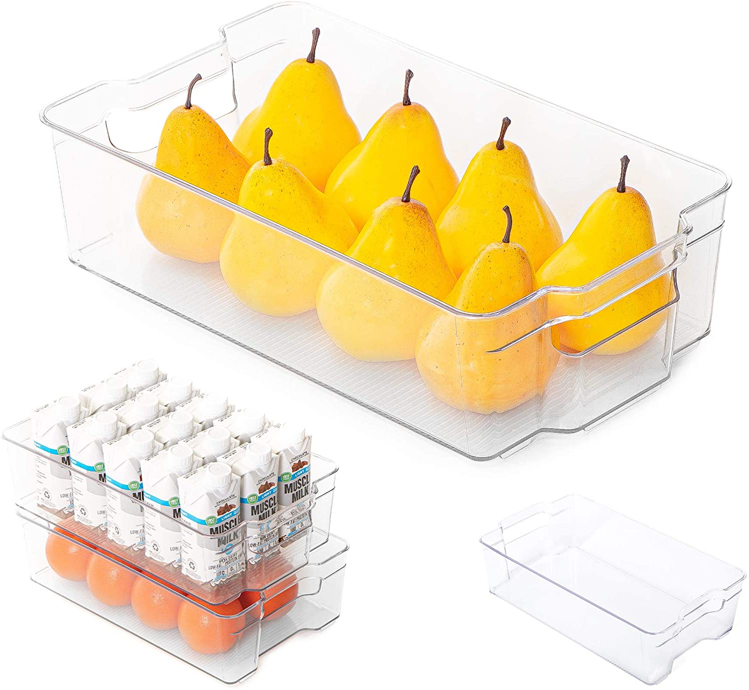 Kitchen Fruit Food Storage Box Refrigerator Organizer With Handle